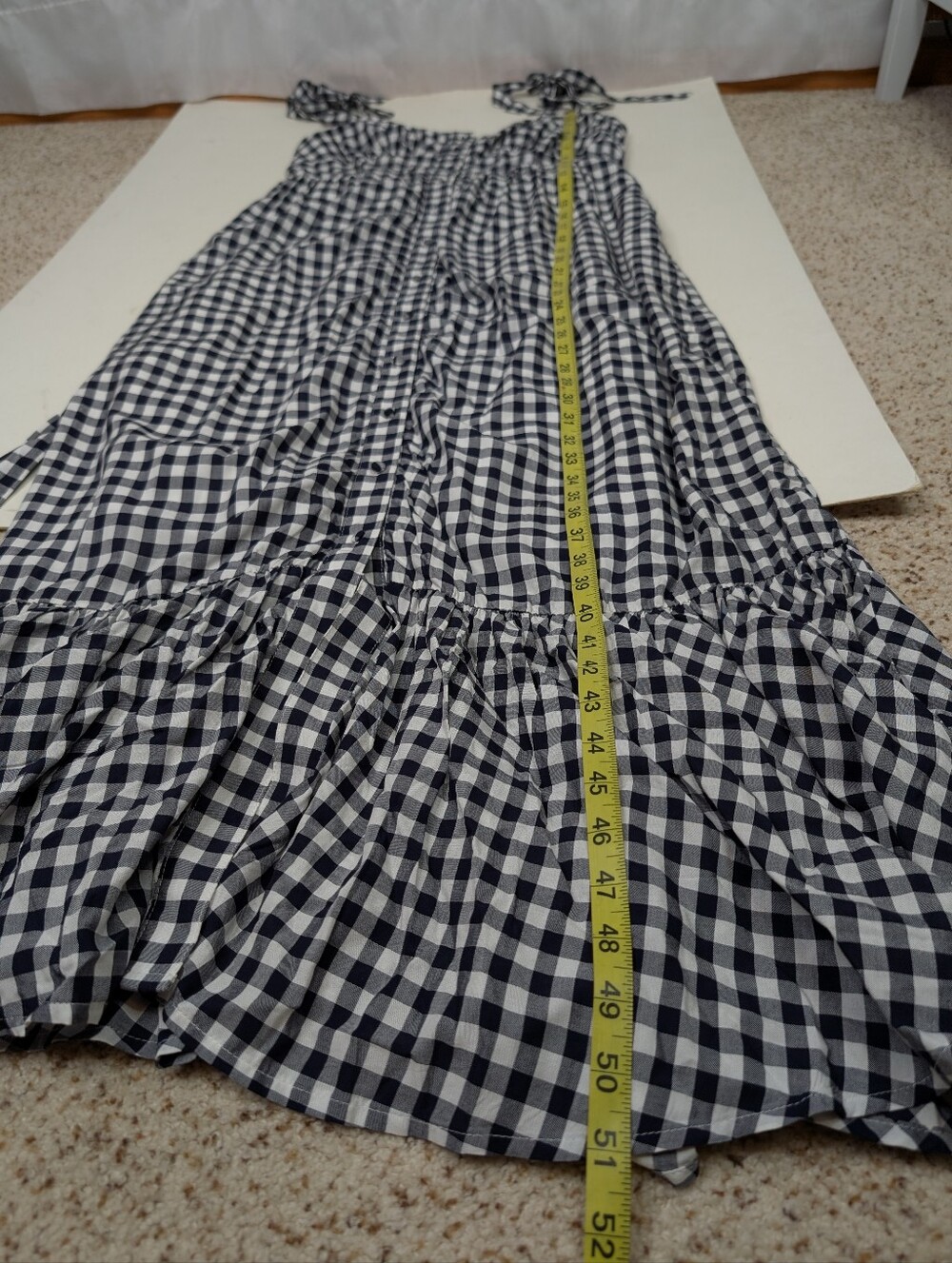 J. Crew Gingam Checkered Button Front Shoulder Tie Midi Dress - 14 Tall - Picture 8 of 10